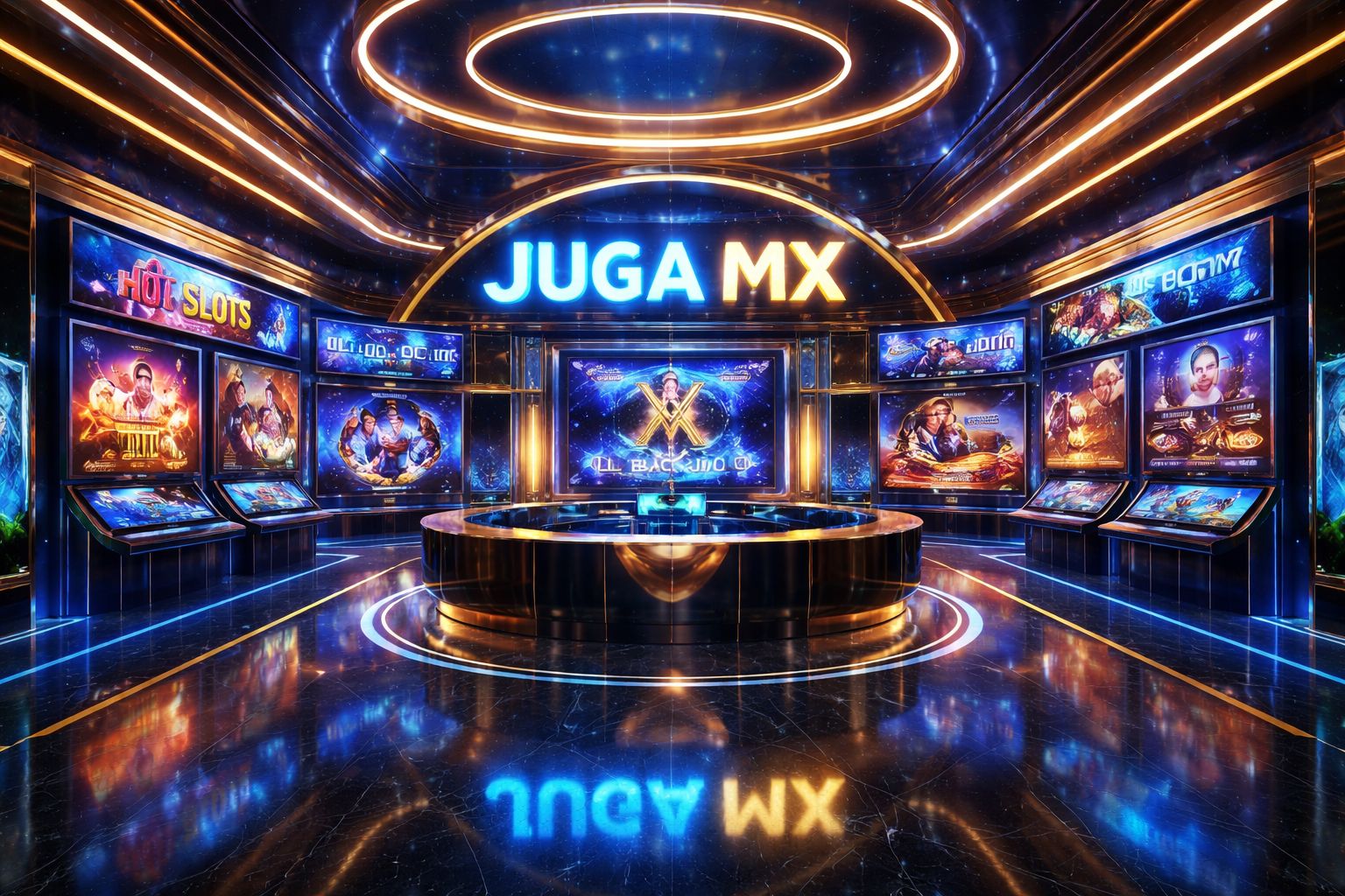 Vestíbulo principal de JUGA MX Casino con juegos en vivo y tragamonedas para México